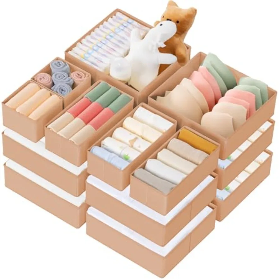 

Drawer Organizer Clothes, 21 Pack Dresser Organizer for Baby Clothes, Underwear, Sock - Foldable Closet Organization and Storag