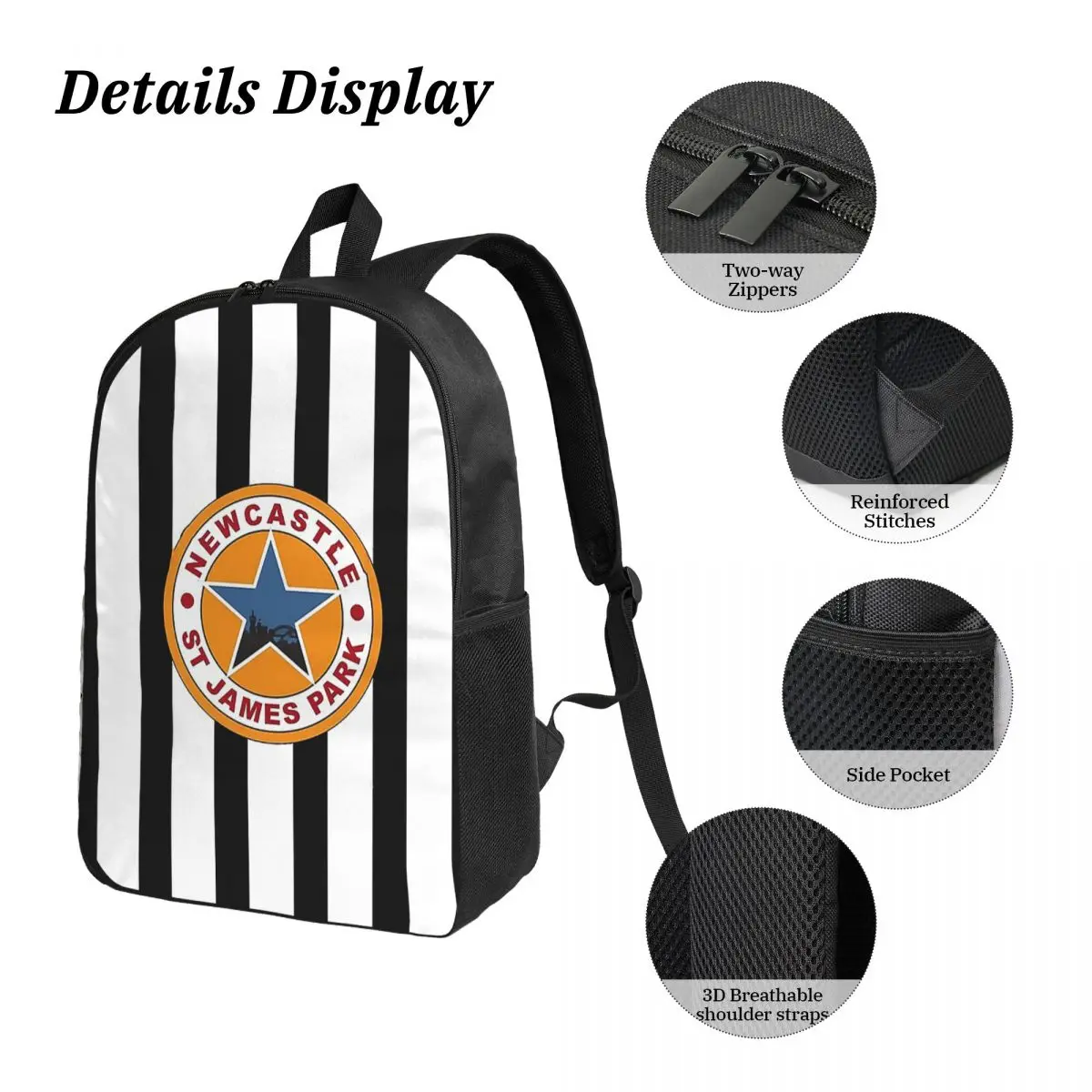 العقعق نيوكاسل نيوكاسل العقعق على ظهره الطالب الكتب حقيبة مدرسية حقائب كتف 3ps معزول حقيبة الغداء مقلمة