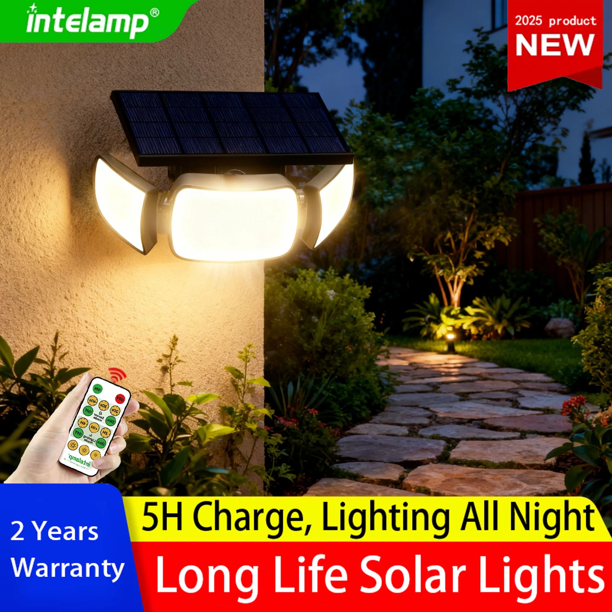 

2025 1200LM High Power Solar Led Light Outdoor Powerful Outdoor Motion Sensor Solar Lamp Waterproof Garden Wall Yard Street Lamp