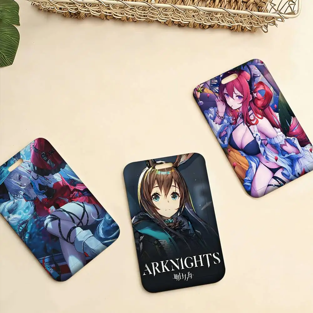 popular game Arknights Beautiful girls 1pc Credit Card Holders Bank Card Neck Strap Card Bus ID Holder Students Identity Badge