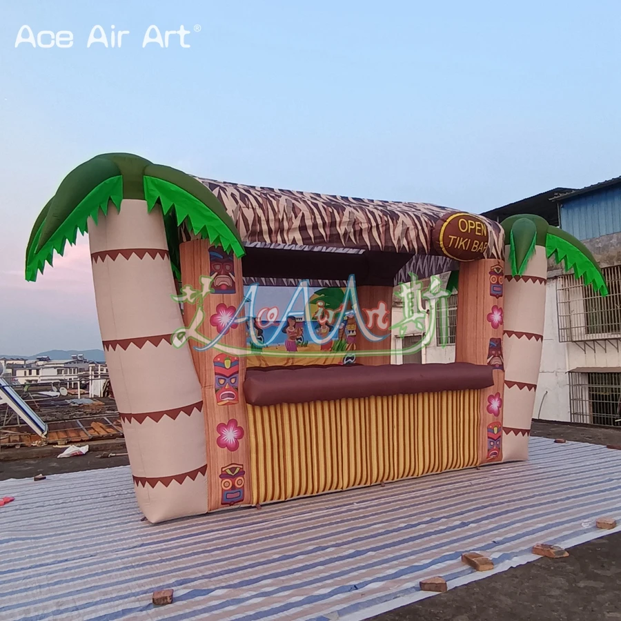 Inflatable Tiki Bar with Air Blower for Commercial Trade Show, Coconut Tree Booth, Juice Stall, Beautiful, Made in China