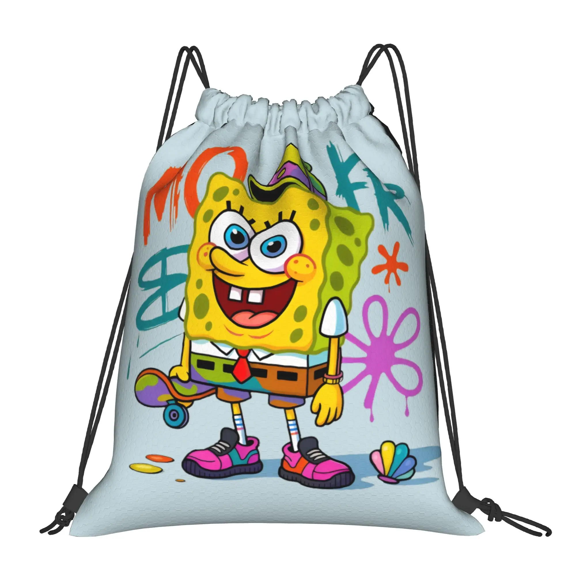 

Custom S-Sponges Anime Bobes Drawstring Backpack Bags Women Men Lightweight Cartoon Gym Sports Sackpack Sacks for Yoga