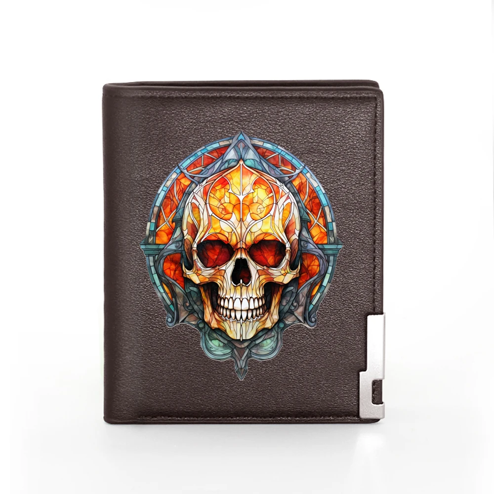 Nuevas llegadas moda Halloween esqueleto Retro impresión Pu Cartera de cuero hombres mujeres billetera tarjeteros monederos cortos