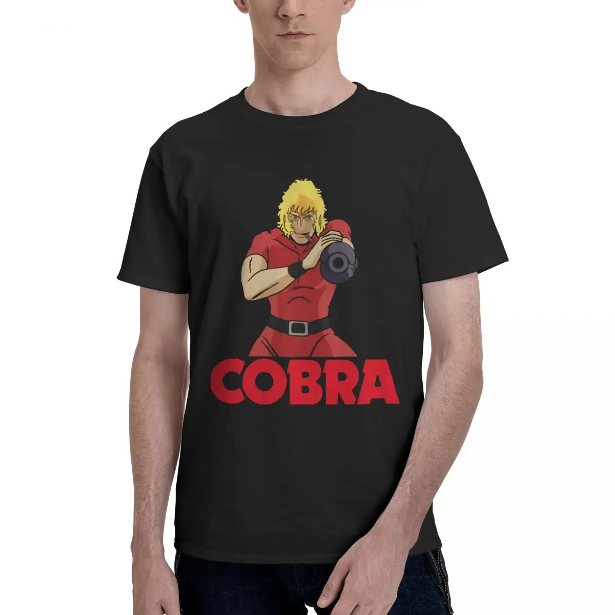 Anime Space Adventure Cobra Mens Clothing Printed Cotton T-Shirt Streetwear Tops Tees For Men