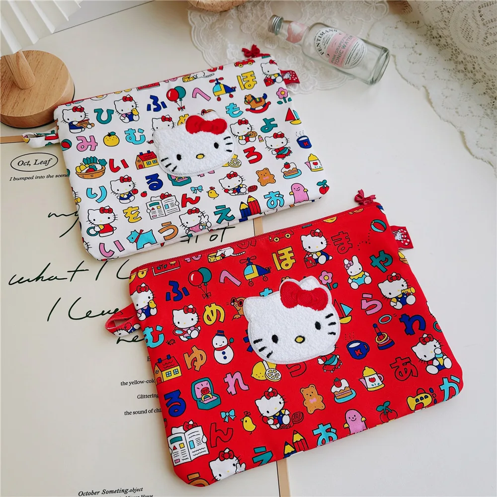 Creative Sanrio Hello Kitty Embroidered Stationery Bag Cartoon Printed Travel Essential Luggage Storage Bag Exquisite Wallet Toy