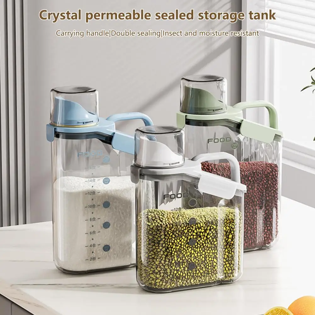 Grain Storage Box  Practical Oatmeal Dispenser Food Grain Rice Container  Handle Design Grain Container