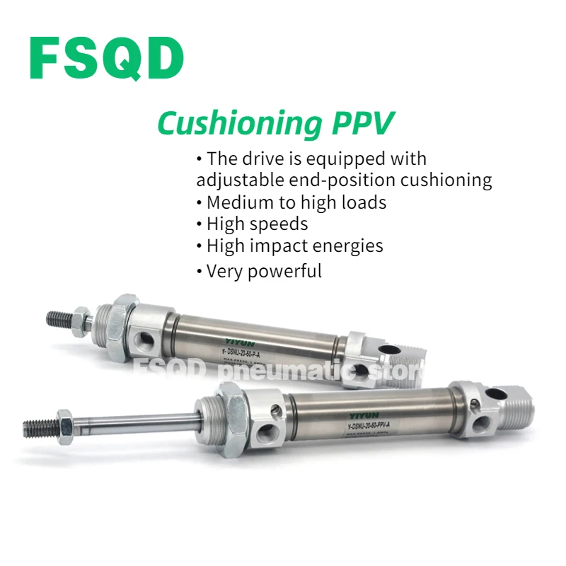 DSNU-10 16 20 25 32 40-5 10 15 20 25 30 40 50 60 70 80 100 125 150 160 200 250 300-ppv-a Yiyun Cilinders Dsnu Serie