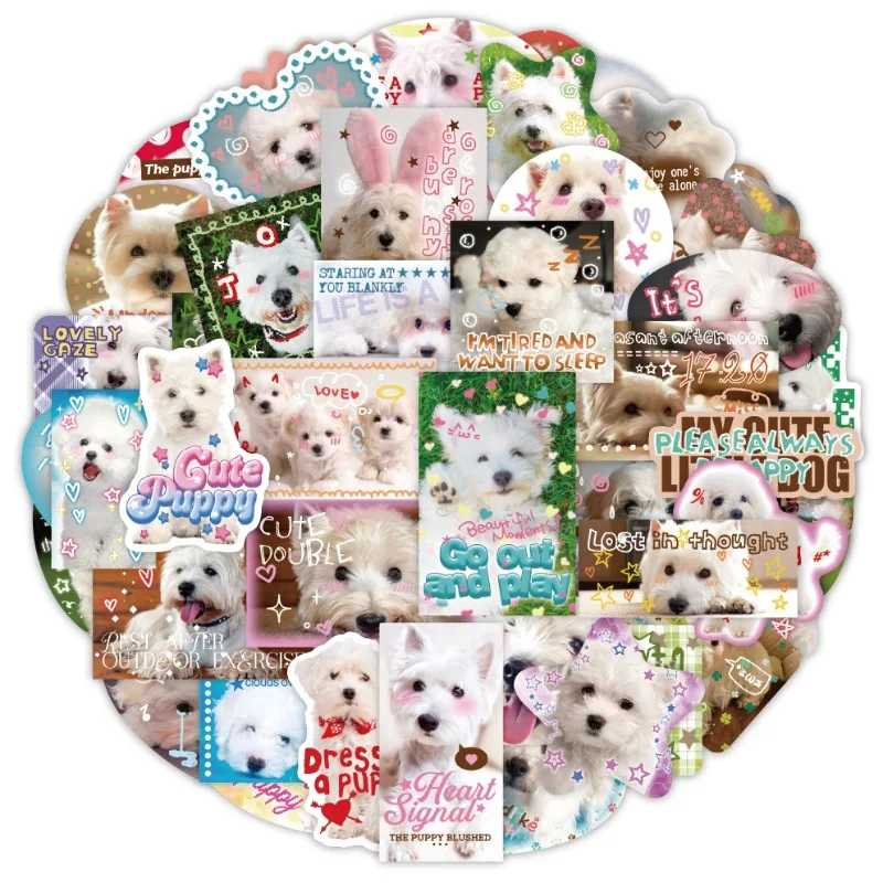 50pcs/set Cute Dog Doodle Stickers for DIY Decor Scrapbook Cartoon Puppy Sticker for Phone Case Laptop Suitcase DIY Decor Decal