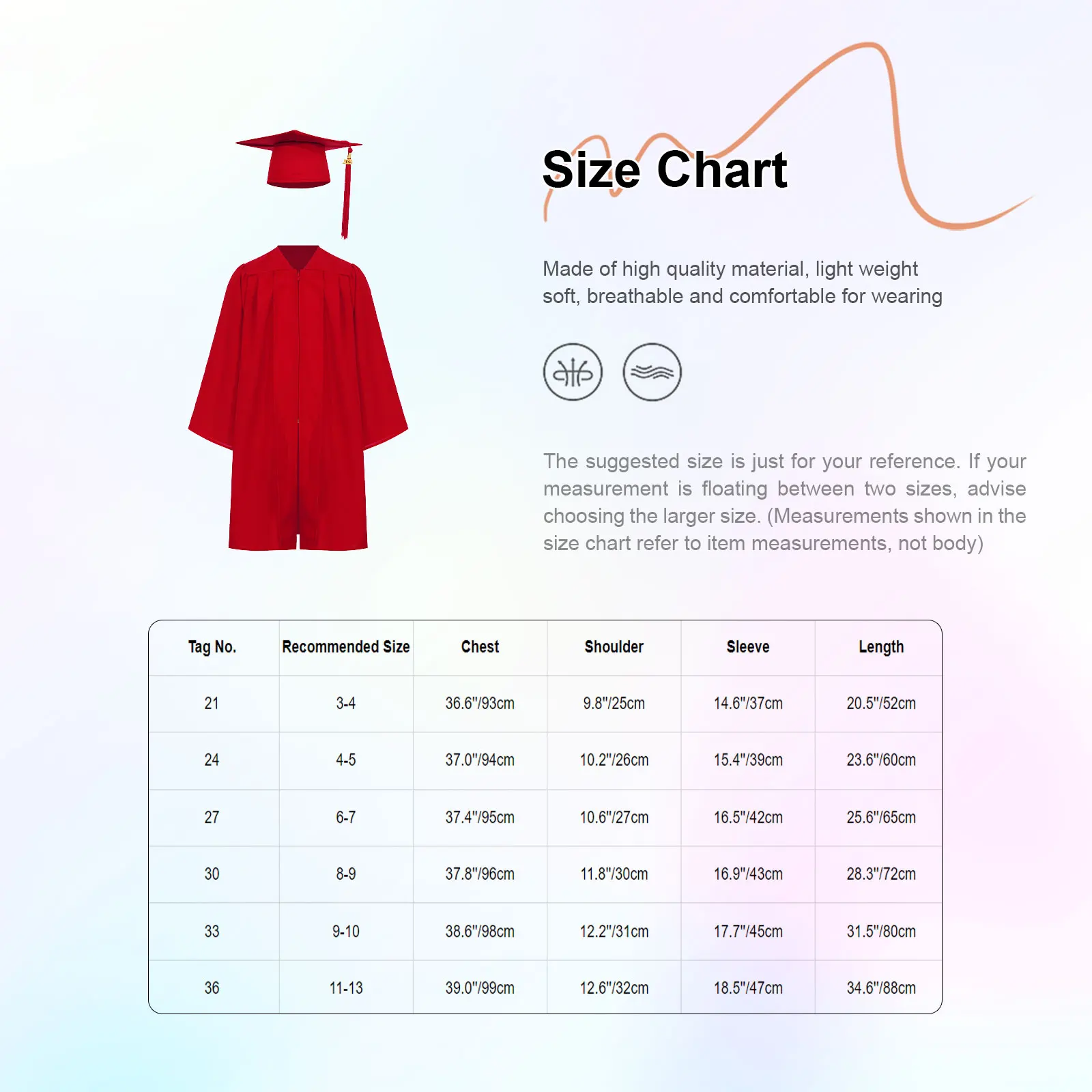 Unisex Boys Girls Graduation Gown with Tassel Hat Set Zipper Loose Gown Robe Cap Primary Middle School Students Graduation Sets