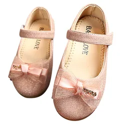 Toddler Baby Girls Flats Shoes Glitter Bow Design Princess Soft Soled Shoes Dress Wedding Party Shoes