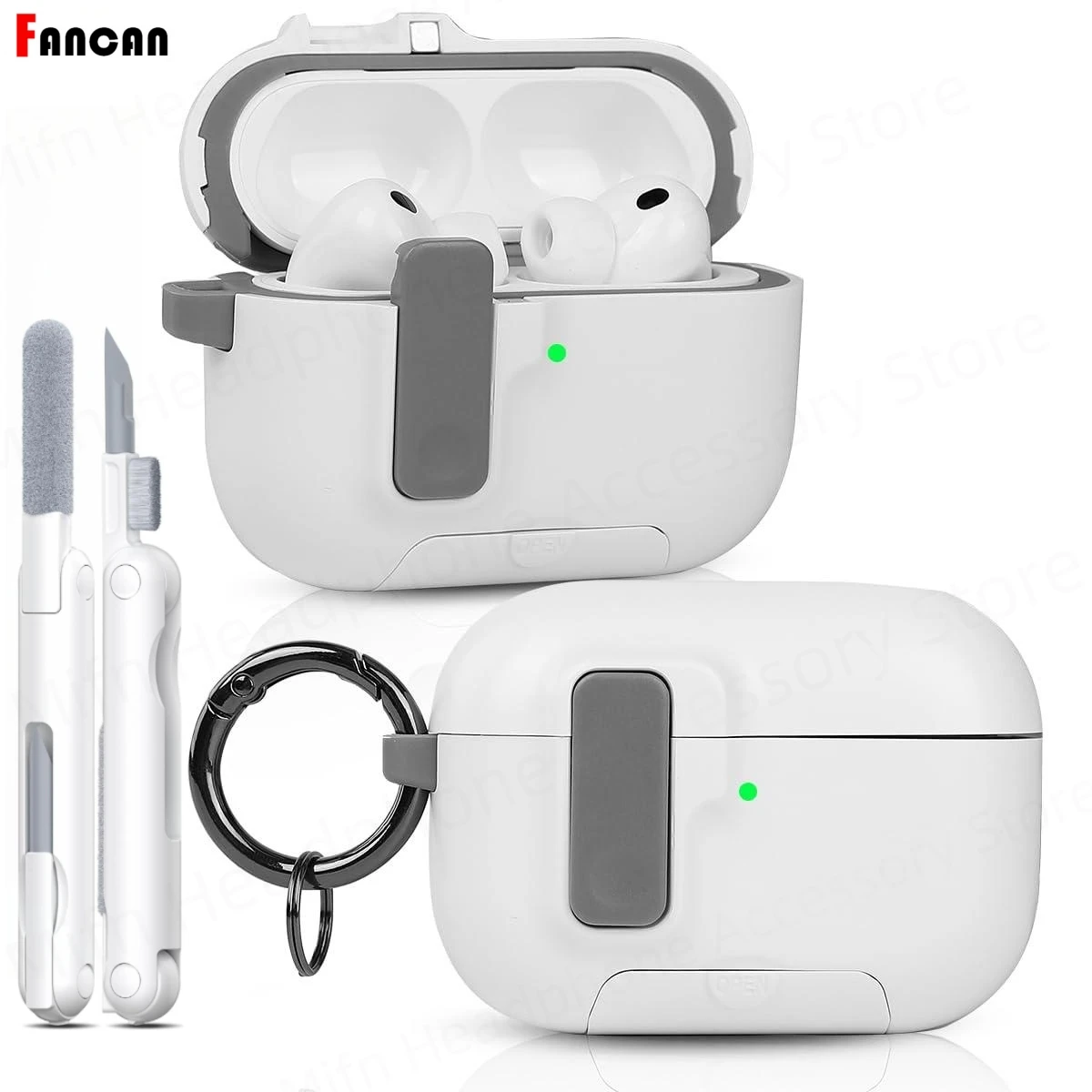 حافظة Air Pods Pro الثالثة (2025) مع مجموعة أدوات تنظيف مفتاح سريع تلقائي غطاء آمن لحافظات حامل الهاتف AirPods Pro 3 Generation