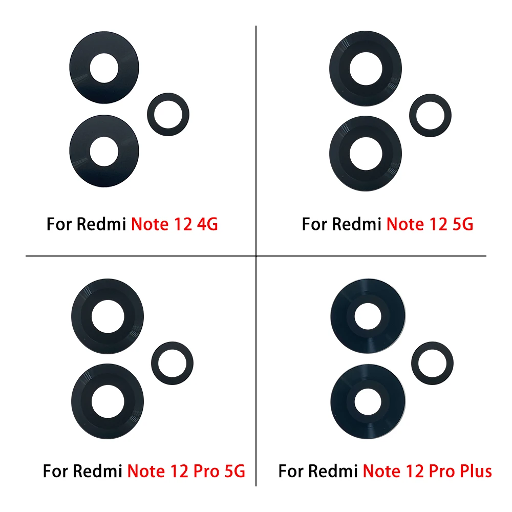 2 Pcs For Xiaomi Redmi Note 12 4G Pro 5G / Note 12 Pro Plus Rear Back Camera Glass Lens Replacement With Adhesive Sticker