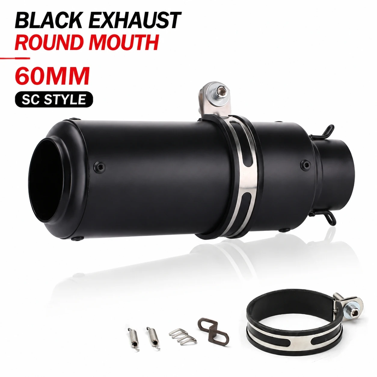 Universal 60mm Motorcycle Exhaust Muffler Modified Round-Mouth Design in 3 Colors: Burnt Blue Titanium Black - Custom Motorcycle