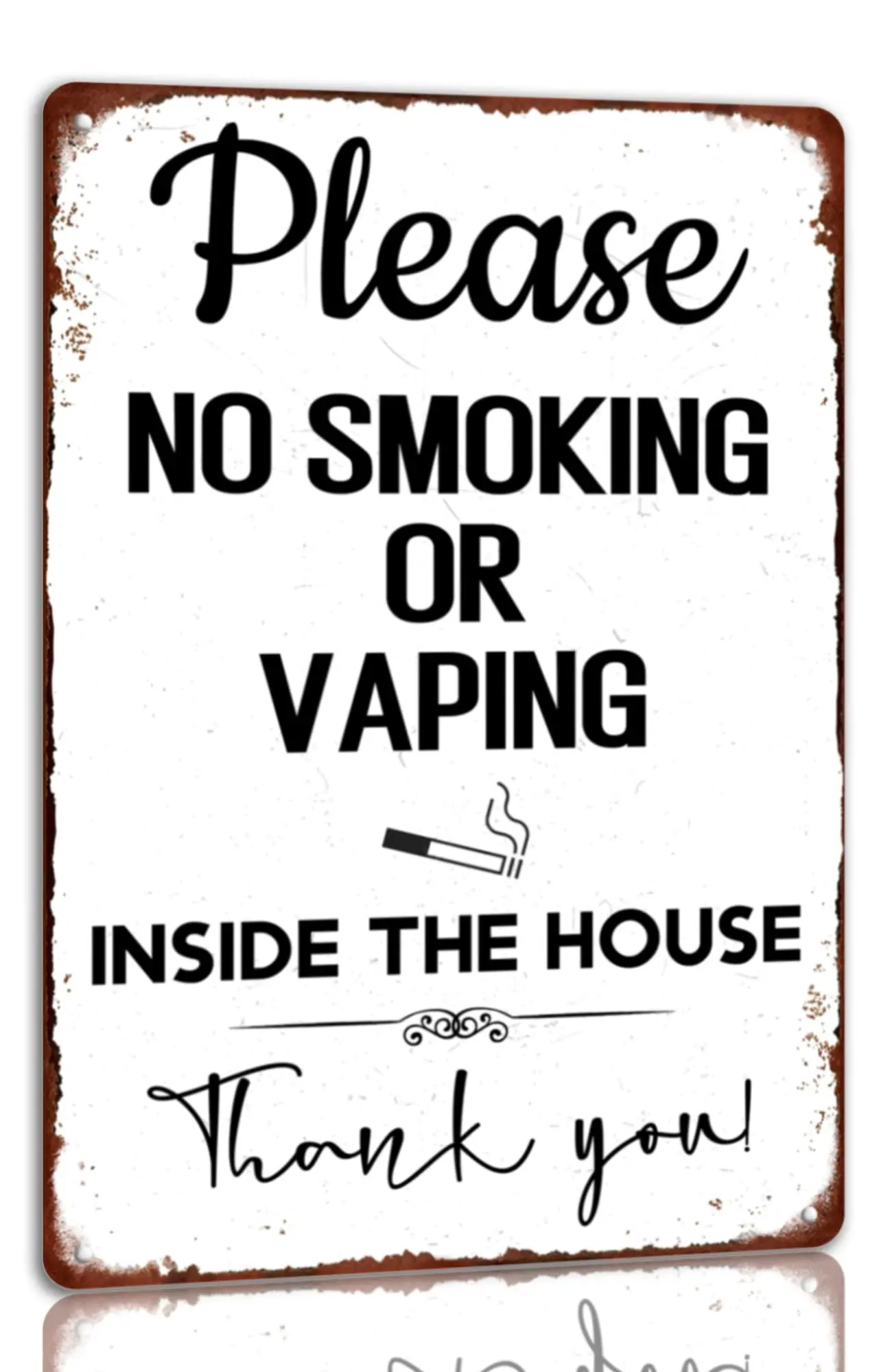 Please No Smoking Or Vaping Inside The House Metal Sign Funny Warning Tin Sign Vintage Home Wall Decorations For Kitchen Cafe Ba