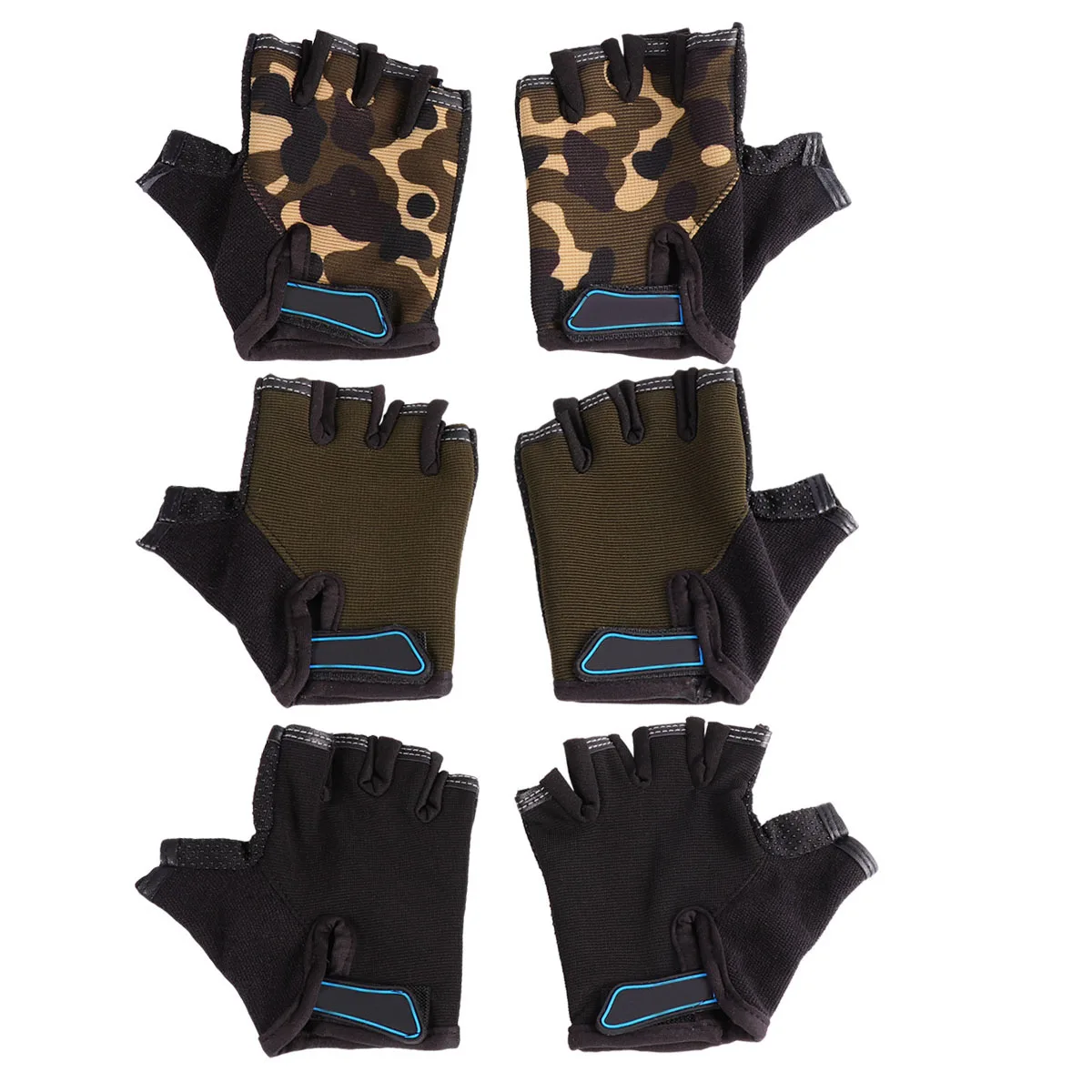 

3 пары детских перчаток для верховой езды, дышащие противоударные легкие велосипедные перчатки с половиной пальца, черные для занятий спортом на открытом воздухе, фитнеса и тренировок