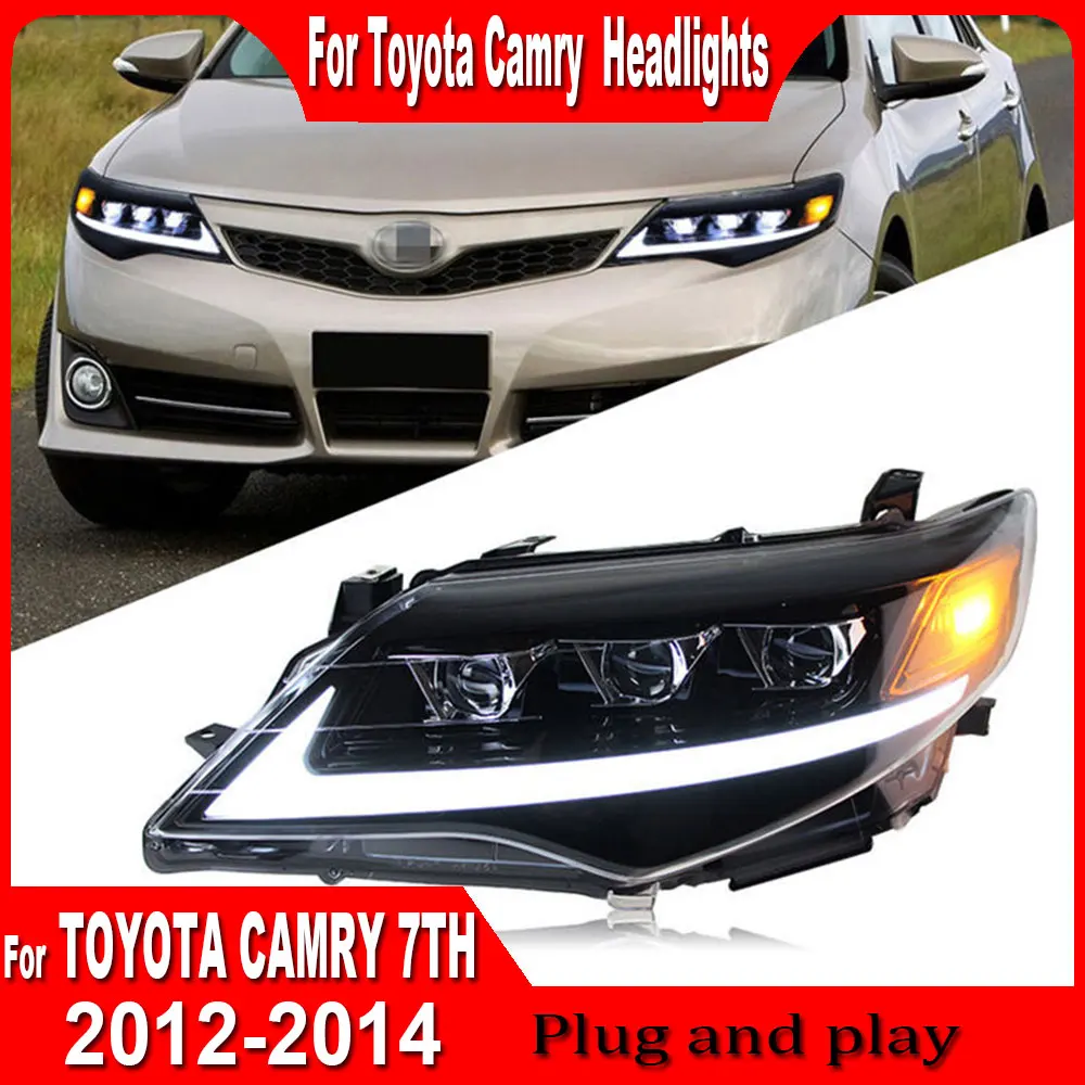 Car Lights for Toyota Camry LED Headlight 2012 2013 2014 Camry Head Lamp Drl Projector Lens Automotive Accessories Plug and play