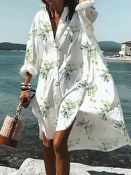 Women's Spring/Summer Printed Shirt Long Sleeve Dress Fashion Women's Single Item loose comfortable breathable 2024 new model