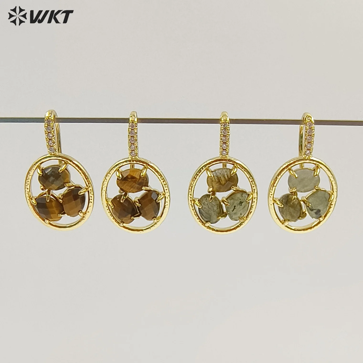 WT-E795 New Styles 5Pairs Wonderful Gemstone Cubic Zircon Earring With 18k Real Gold Plated For Women Daily ACC
