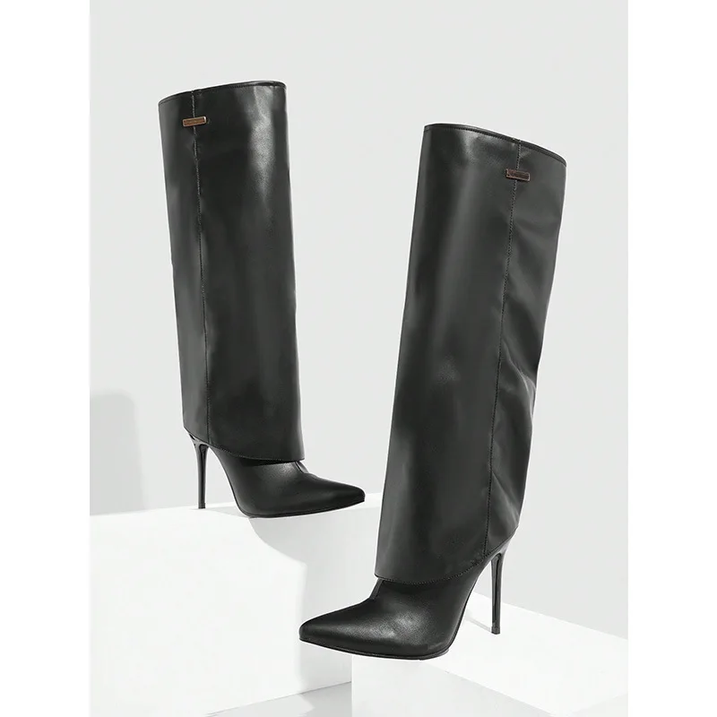 

Новые черные, белые осенне-зимние темпераментные ботинки с острым юбкой, европейские и американские сексуальные модные простые женские ботинки для подиума 43