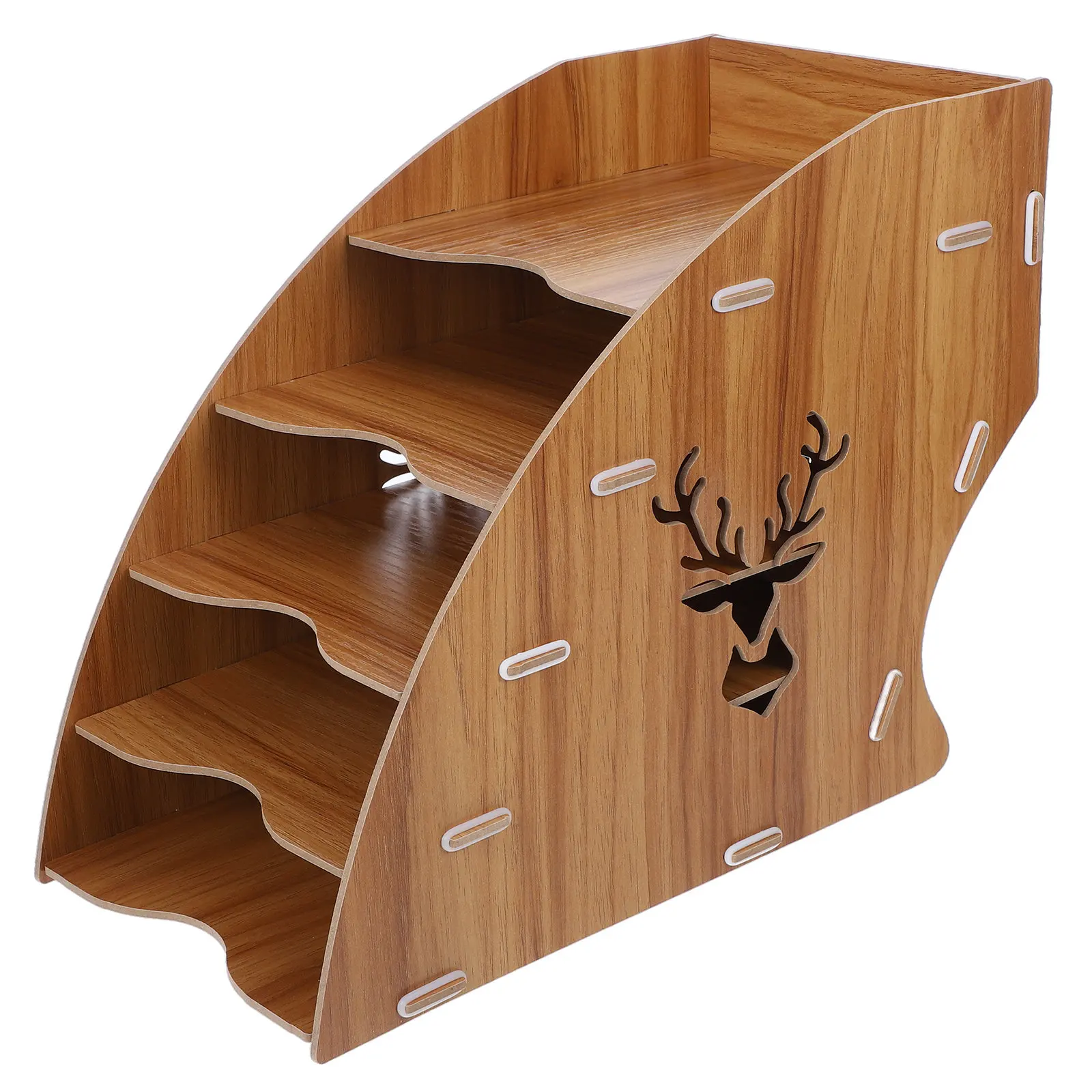

Desktop Organizer Shelf Wooden File Holder Multi-Tier Office Desk Organizer Workspace Document Holder File Sorter