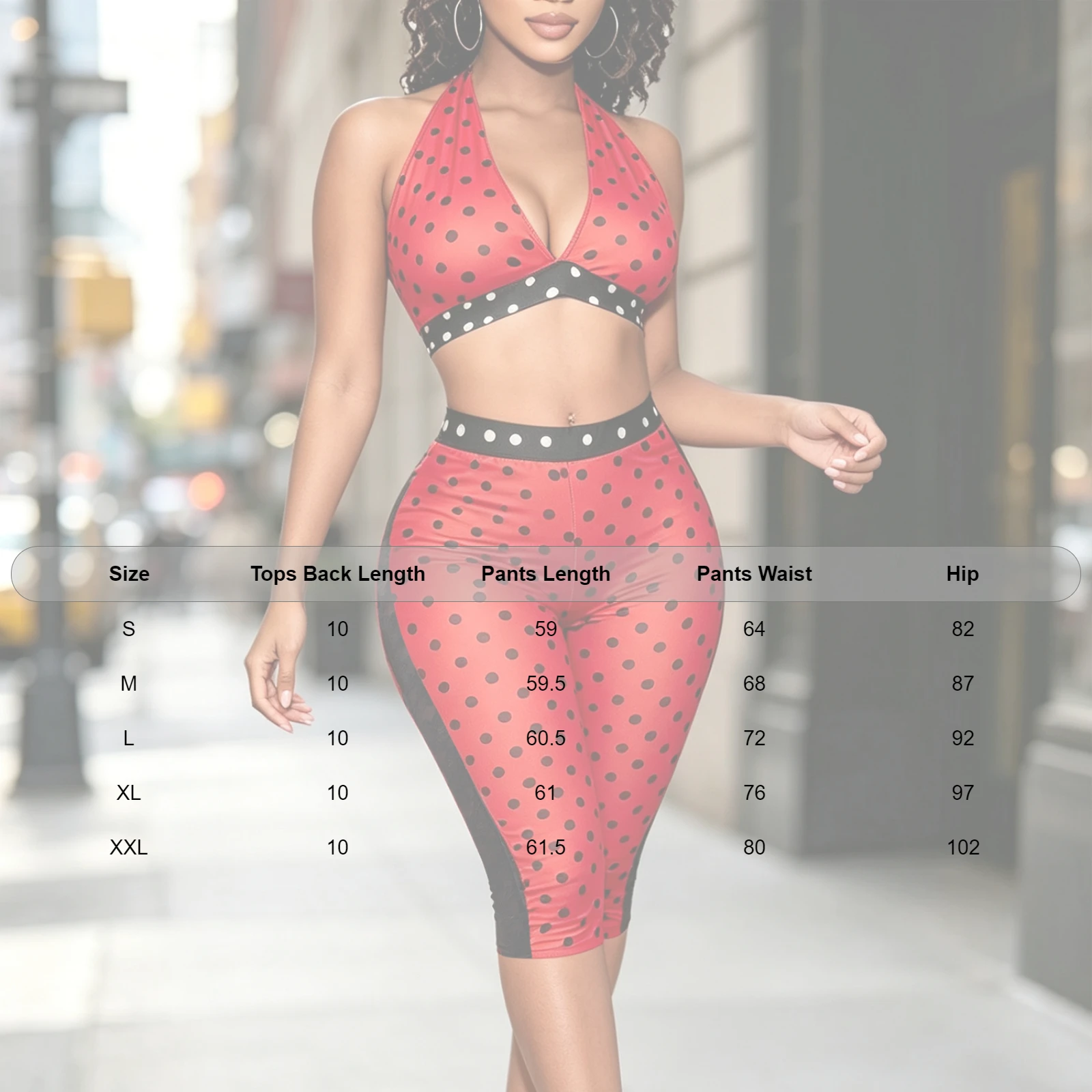 Women's Sexy Outfit Polka Dot Printed Halter Neck Backless Retro Crop Tops with Fifth Pants Beachwear Rave Party Night Clubwear view 6