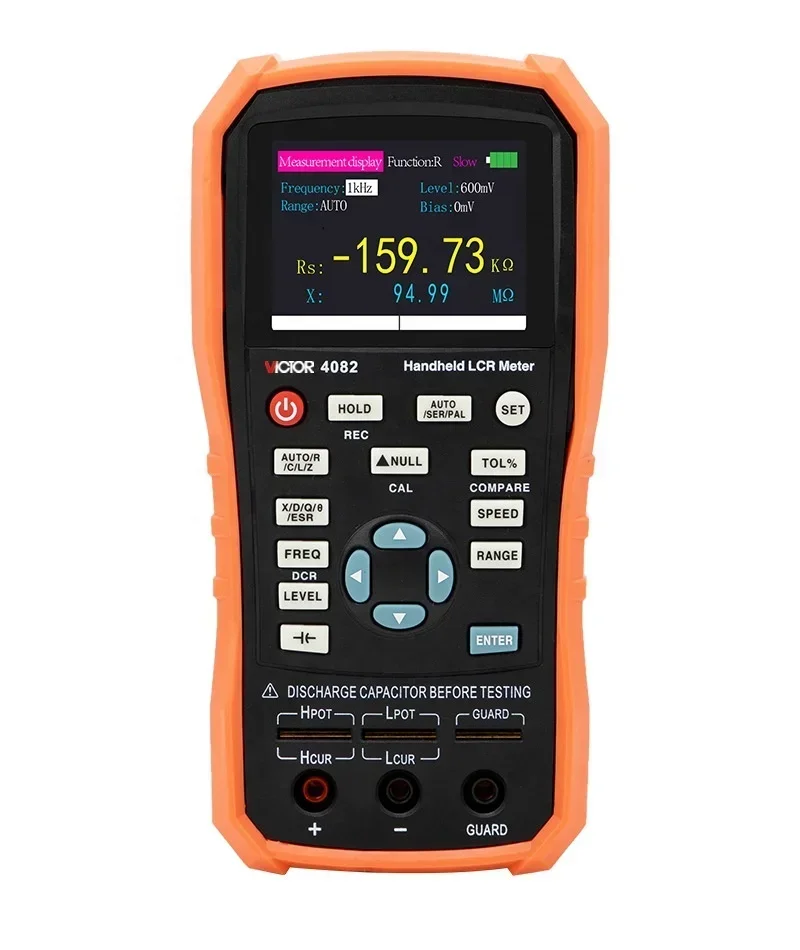 VICTOR 4082 Handheld 0.2 Percent Lcr Meter Digital 100HZ-100KHz Adjustable L/C/R/Z 0.1vrms - 1.1vrms DRSL DCR Mode