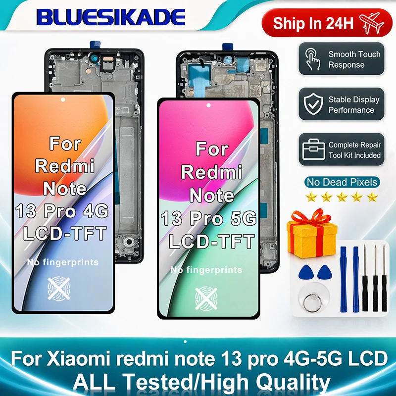New TFT Display For Xiaomi Redmi Note 13 Pro 4G LCD Touch Screen Digitizer Assembly For Redmi Note 13 Pro 5G Display Replacement