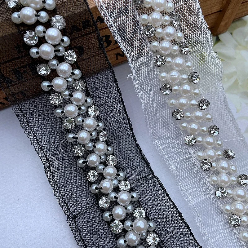 Base Pearl Nail Beaded Lace Hand-Sewn Strip Clothing Wedding Dress Wedding Dress Decoration Auxiliary Material Lace Trim