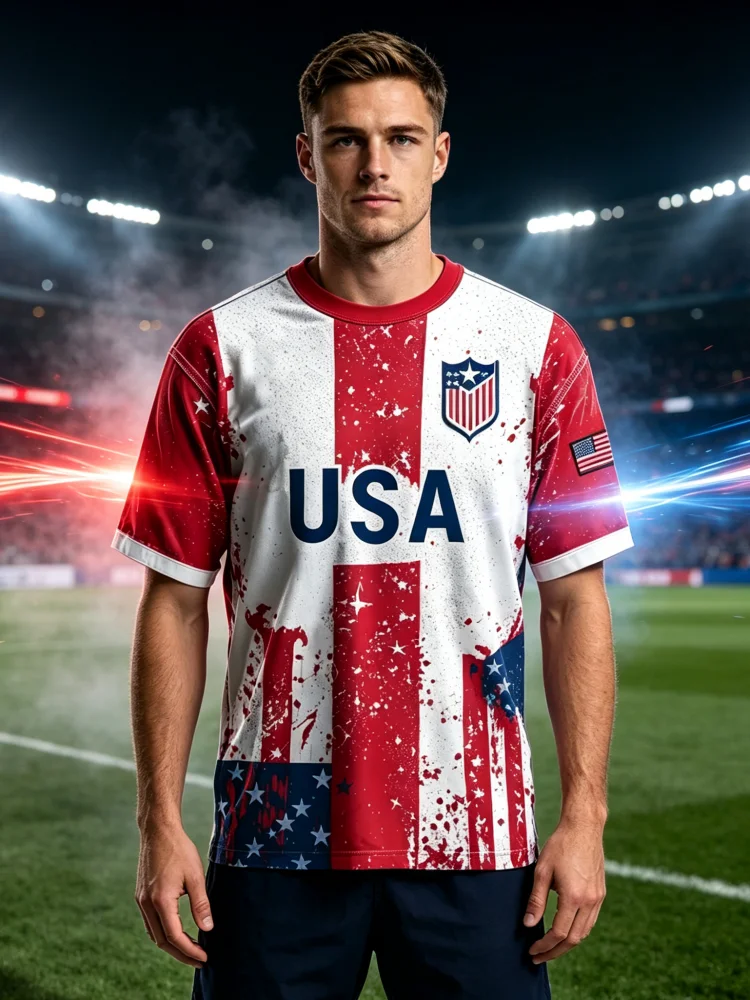 2026 Summer USA Football Jersey Sports Yellow-Green Print Training Casual Wear Fan Apparel Men Women T-shirt Family Kids Tees