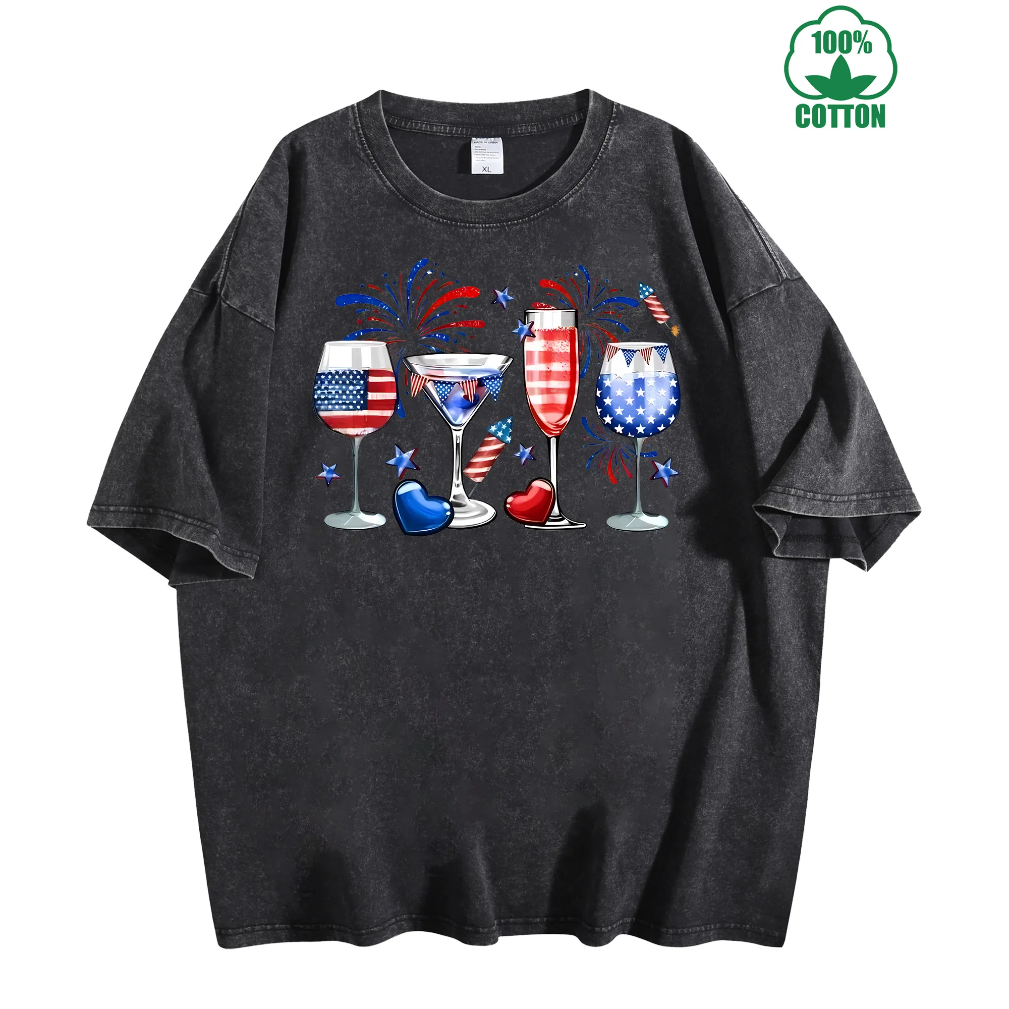 

Patriot Party Vintage Washed T-Shirt 230g 100% Cotton Comfortable Oversized Streetwear Unisex