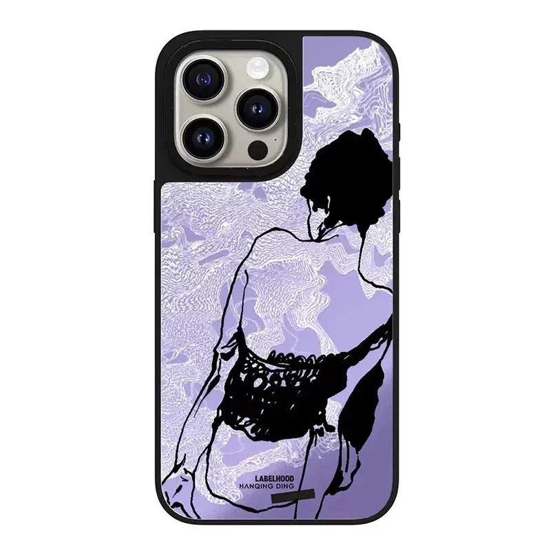 

Summer Girl Black Border Mirror Surface MagSafe iPhone 11 12 13 15 14 Pro Max Protective Case, Fits iPhone 15 Pro Max
