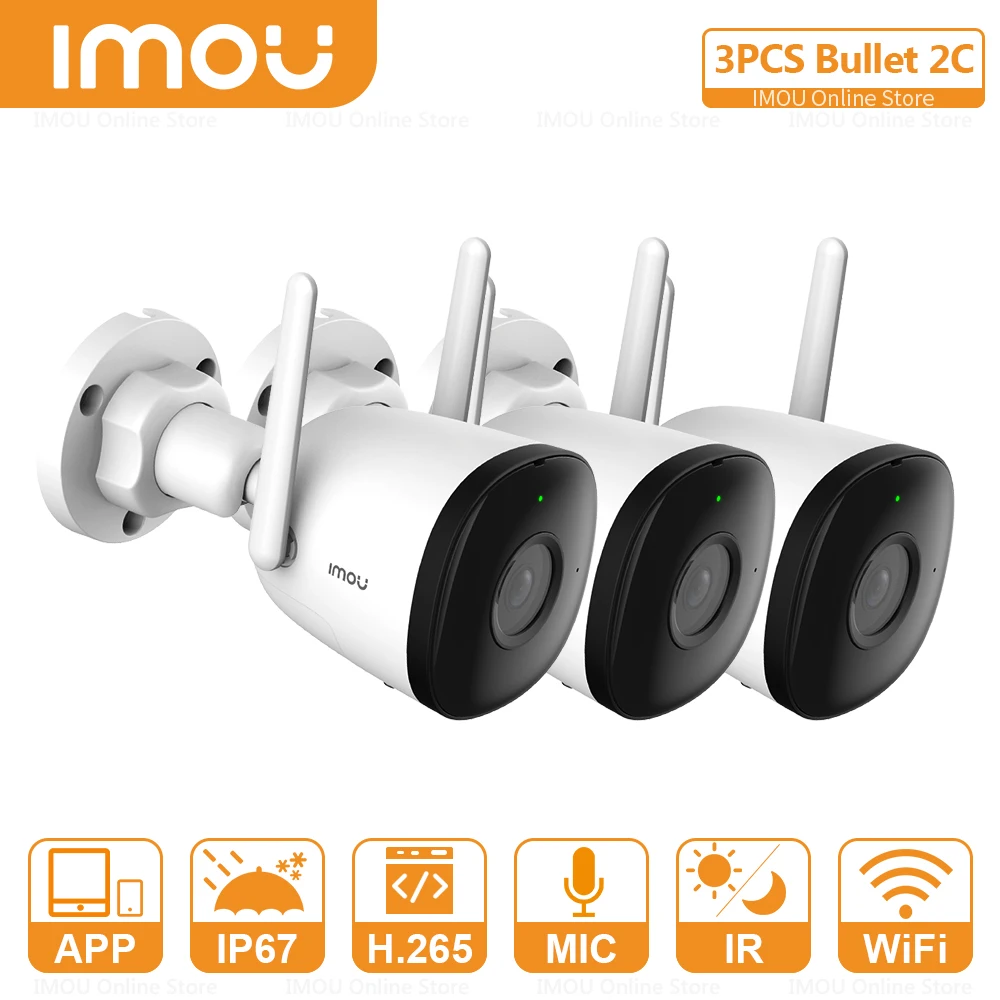 

IMOU 3 шт. Bullet 2C IP камеры Wifi IP камера наружная 1080P Беспроводная IP67 Встроенный микрофон камера безопасности Встроенная точка доступа