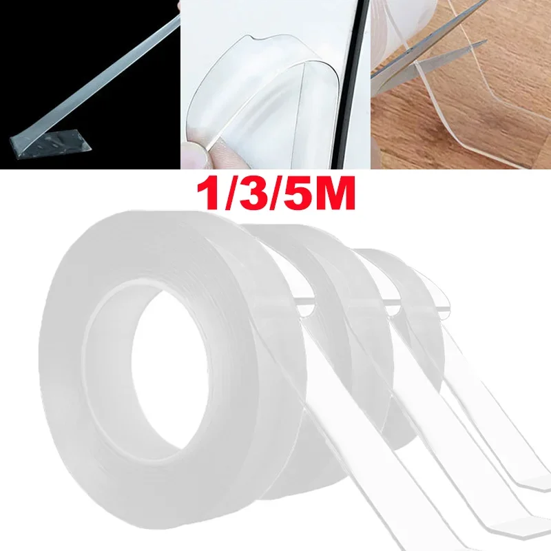 Multifunctional Double Sided Adhesive Tape Waterproof Transparent Reusable Nano Strong Sticky Glue Car Bathroom Kitchen 20mm