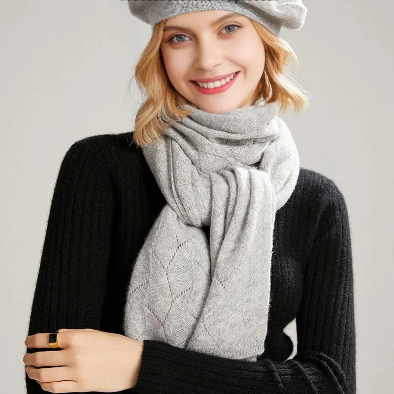 

Женская длинная шаль из 100% шерсти, зимняя мягкая элегантная теплая кашемировая бандана, шарф-бандана из пашмины, однотонный корейский модный хиджаб, накидка