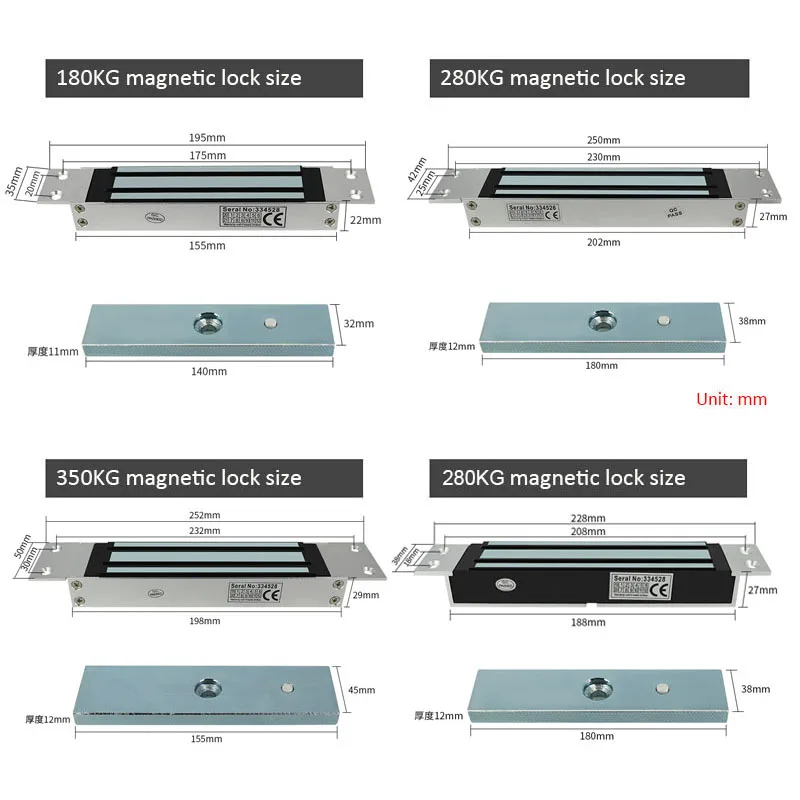 Magnetic Lock DC12V Electronic Door Lock Electric Gate Opener Suction Holding Force Electromagnetic for Access Control System