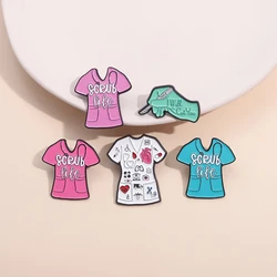 Colorful Scrub Life Nursing Clothes Enamel Pin I Will Cut You Surgeon'S Surgical Knife Medical Stethoscope Brooch Lapel Badge