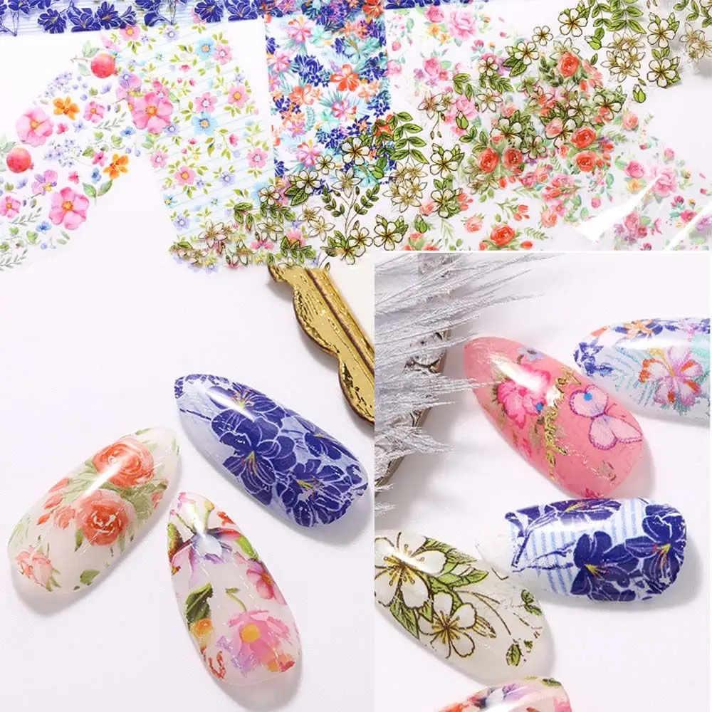 Art Accessories Manicure DIY Nail Art Floral Nails Stickers Holographic Nails Decals Transfer Paper Decals Flower Nail Foils