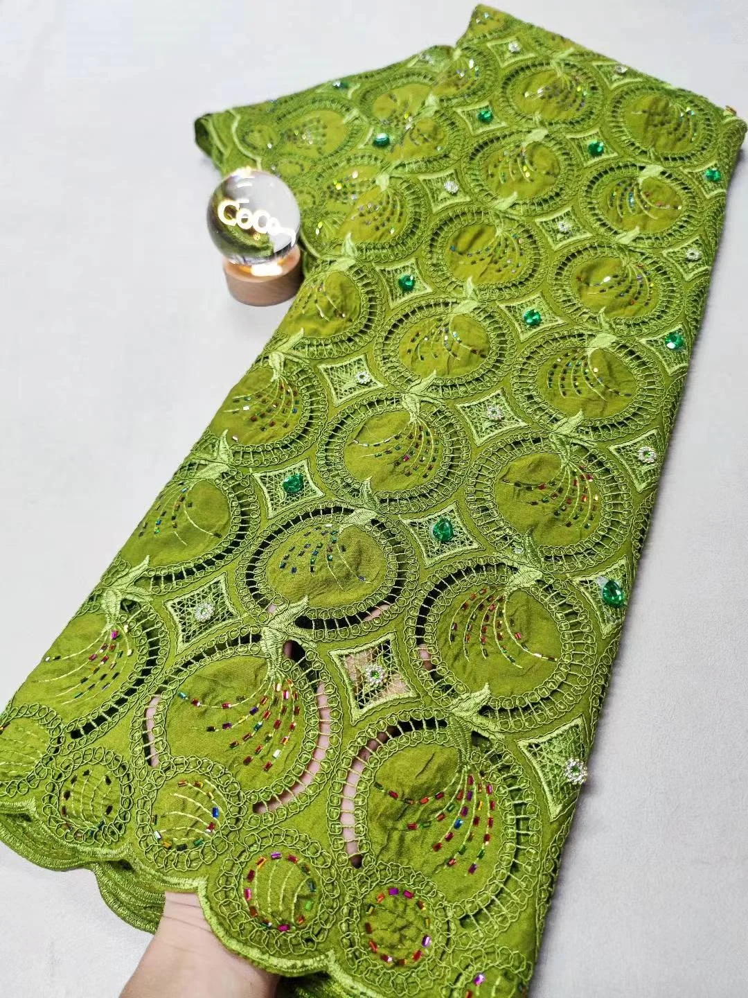 

2025 Nigerian High-Quality Tulle Lace Fabric for Sewing Wedding Party Dress Chiffon Guipure Embroidery Cotton 5Yard XL116