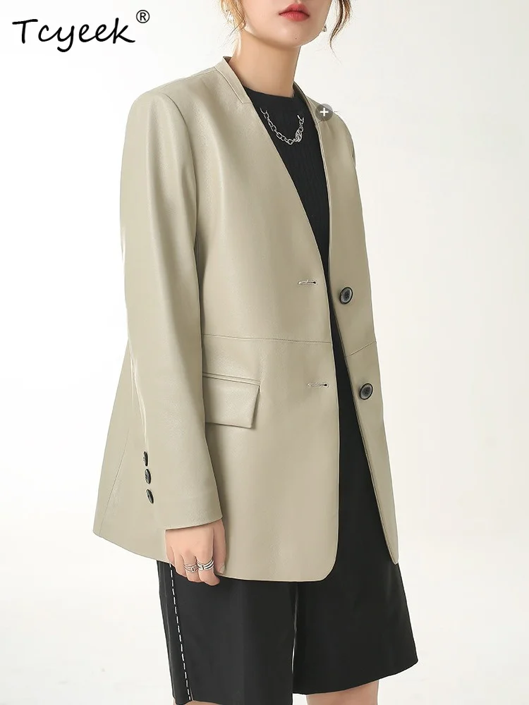 Tcyeek Natural Sheepskin Womens Jackets Top Layer Real Leather Jacket Women Spring Autumn Suit Coat Trendy 2026 Casaco Feminino