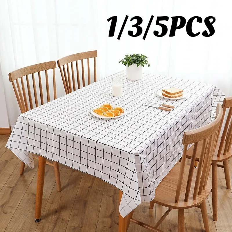 1/3/5PCS Disposable Checkered Tablecloth Oil Dirt Resistant 
