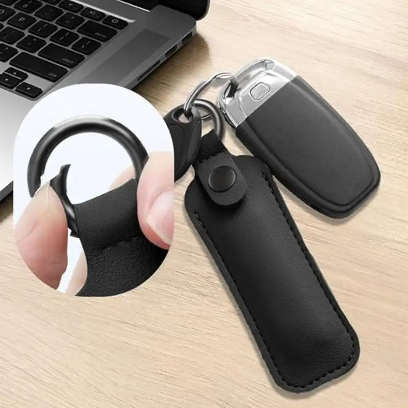 Leather U Disk Pouch Protective Cover Storage Bag for USB Flash Drive Memory Stick with Key Ring Holder Digital Accessories Case