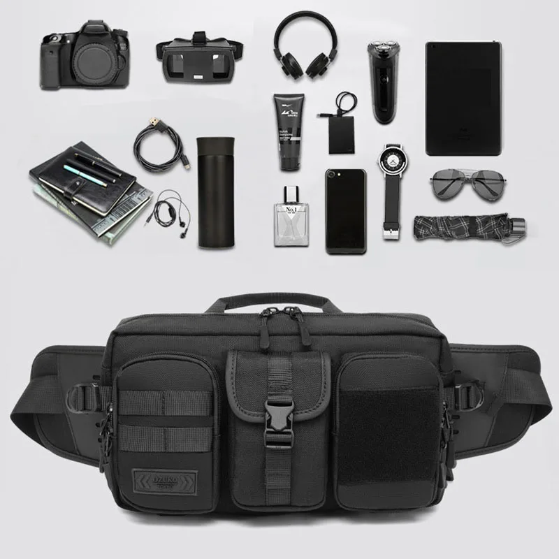 Nylon Male Tool Sling Chest Hip Bum Bag Men Waist Fanny Pack Belt Bag Tactical Military Motorcycle Rider Sports Climb Camping