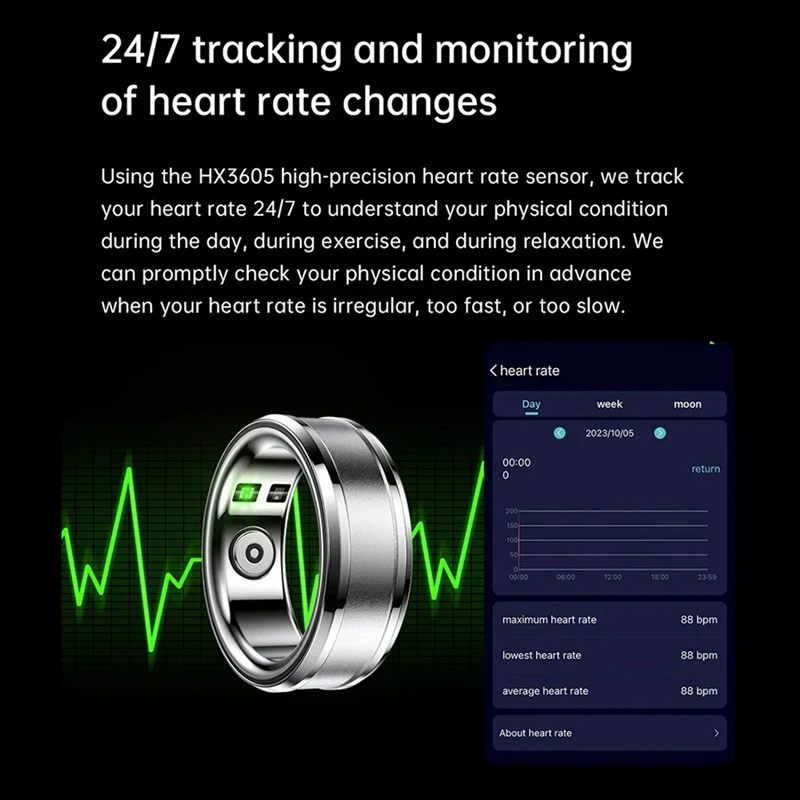 스마트 링 건강 체온 혈압 NFC 피트니스 트래커 링, 비디오 스크롤링 페이지 넘기기