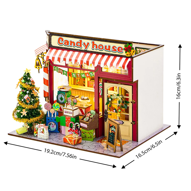 Handmade Wooden Miniature Doll House 3D Puzzle Assembled Building Model Kit With LED Lights DollHouses Toy For Christmas Gifts