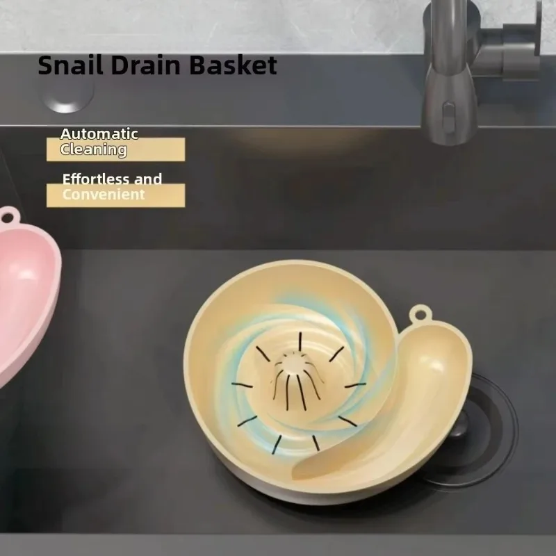 New Snail Shape Fruit Drainer Basket Creative Automatic Rotation Clean Basin Vegetable Washing Basin Multi-Functional Reusable L - Image 5
