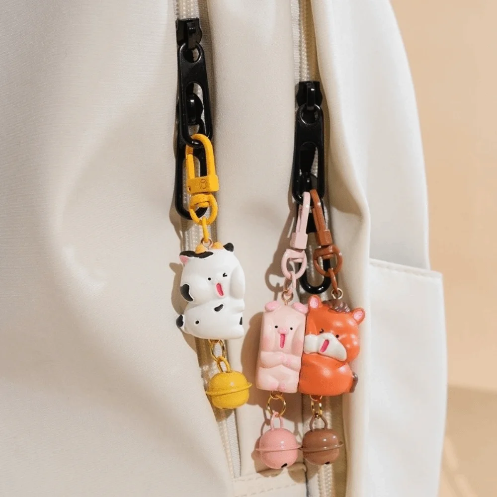 3 Pcs Set Charms Magnetic Magnetic Snap Keychain Resin Mini Animal Keychain Cartoon Backpack Charm Friends Gift