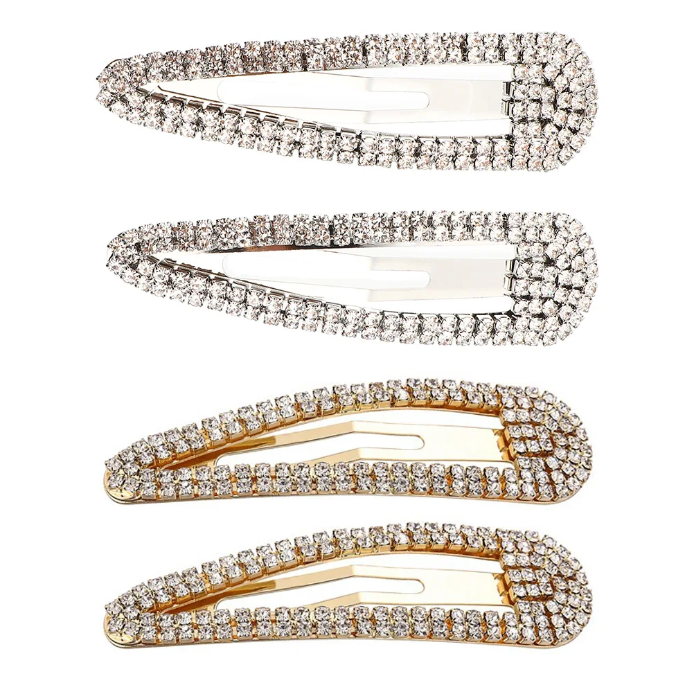 

4 Pcs Hair Clip Barrette Crystal Clips for Women Girls Accessories Rhinestones