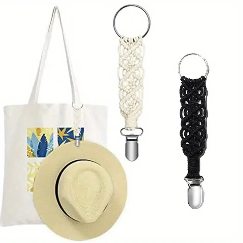 Outdoor travel straw hat clip Duck Clip Bohemian Knit Travel Straw Hat Clip Outdoor Hanging Bag Hanger Hook Travelling Accessori