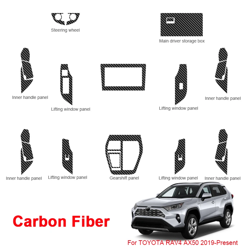 For Toyota RAV4 XA50 2019-2025 Car Interior Sticker Lifting Window Panel Decal Gear Box Dashboard Protective Film Accessory