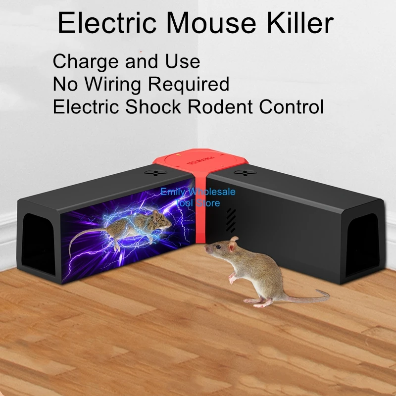 Home Mouse Trap with Dual-Electrode Automatic Continuous Black Technology Rodent Exterminator